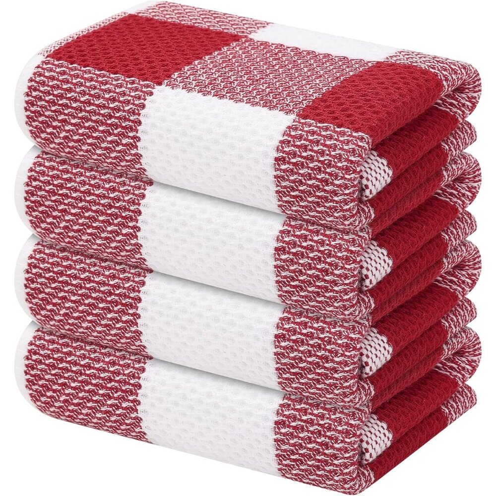 100% Cotton Waffle Weave Kitchen Towels, 13 x 28 Inches, Super Soft and Absorben
